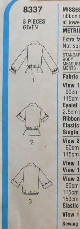SIMPLICITY 8337 PULLOVER TOP SIZE 16 BUST 97 CM COMPLETE