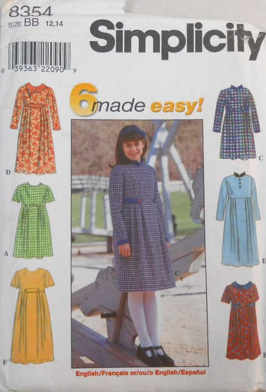 SIMPLICITY 8354 GIRLS DRESSES  SIZE 12-14 YEARS COMPLETE
