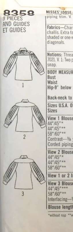 SIMPLICITY 8358 LOOSE FITTING BLOUSE SIZE 12 - COMPLETE-UNCUT-F/FOLDED