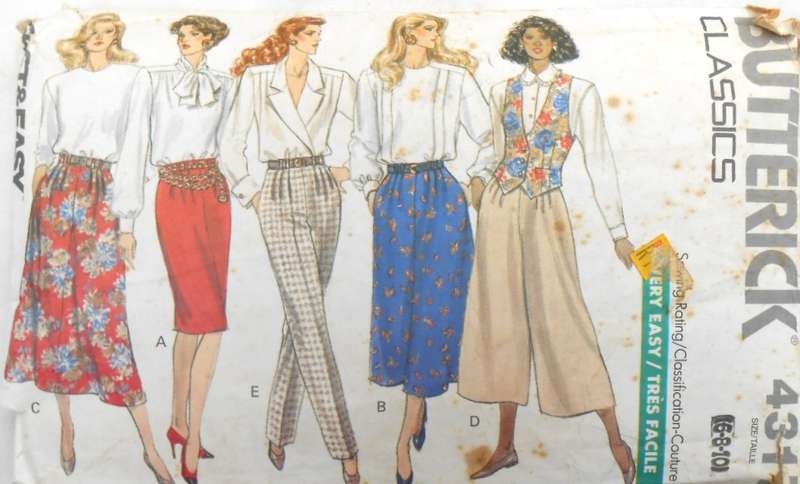 BUTTERICK 4317 SKIRT-CULOTTES-PANTS SIZE 6-8-10 COMPLETE