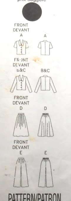 BUTTERICK 4342 TOP-SKIRT-PANTS SIZE 18-20-22 COMPLETE-CUT TO 20/22