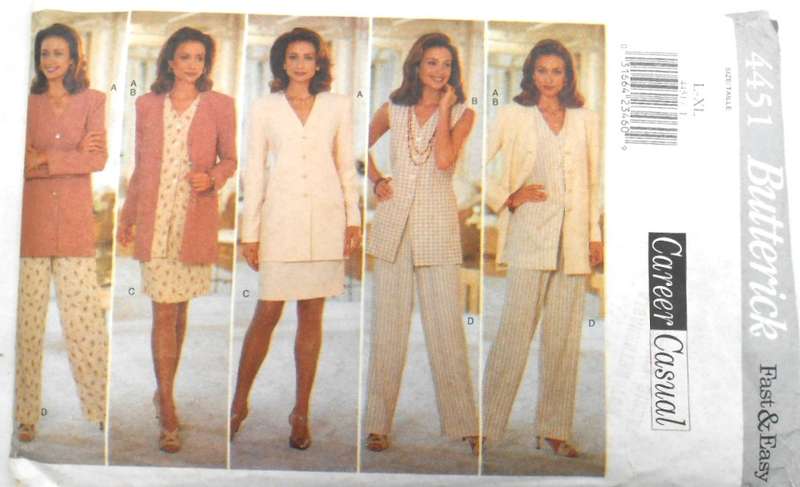 BUTTERICK 4451 TOP-SKIRT-PANTS SIZE L-XL COMPLETE-CUT TO L ( 16-18)