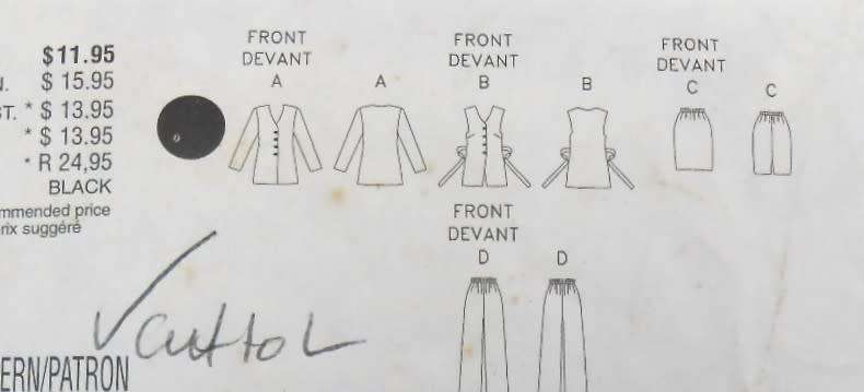 BUTTERICK 4451 TOP-SKIRT-PANTS SIZE L-XL COMPLETE-CUT TO L ( 16-18)