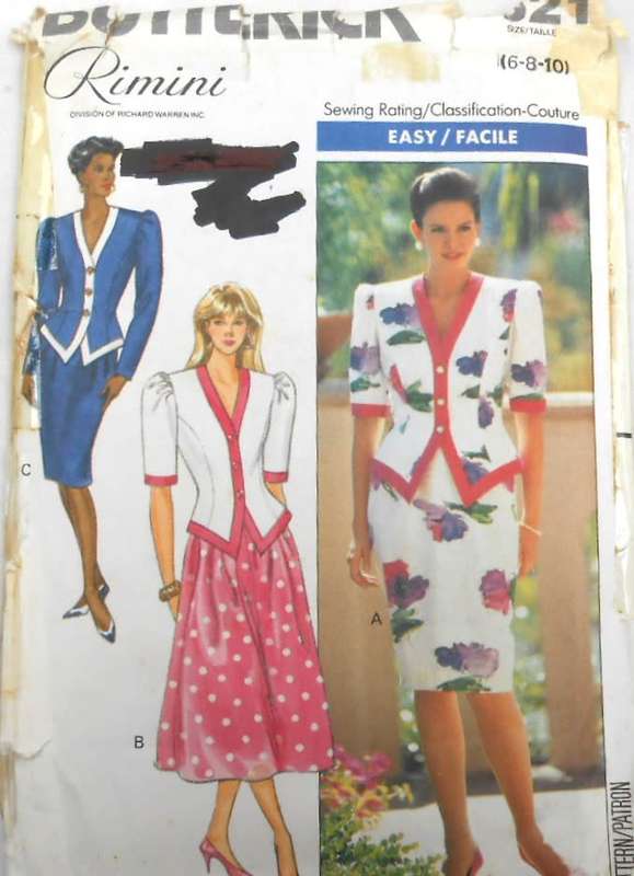 BUTTERICK 4621 TOP & SKIRT SIZE 6-8-10 COMPLETE-UNCUT-F/FOLDED