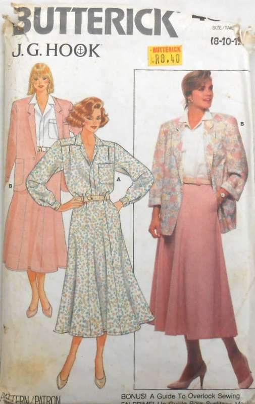 BUTTERICK 4691 JACKET-SHIRT-SKIRT SIZE 8-10-12 COMPLETE-UNCUT-F/FOLDED