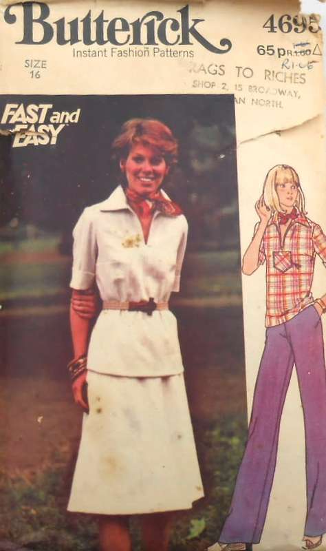 BUTTERICK 4695 TOP-SKIRT-PANTS SIZE 16 BUST 97 CM COMPLETE