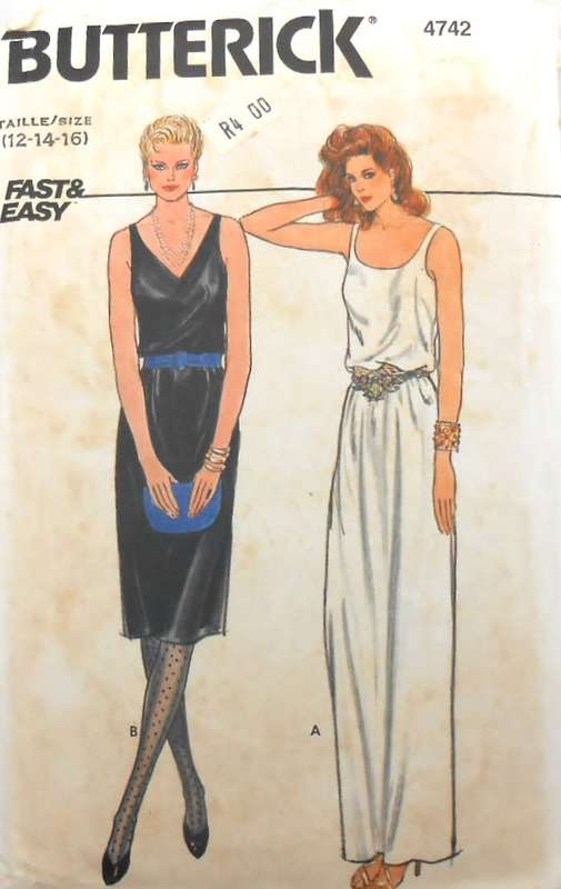 BUTTERICK 4742 SEMI FITTED EVENING DRESS SIZE 12-14-16 COMPLETE- CUT TO 14/16