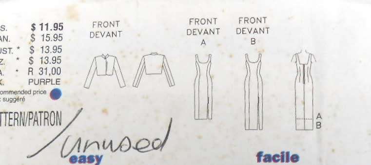 BUTTERICK 4778 JACKET & DRESS SIZE 12-14-16 COMPLETE-CUT TO 16