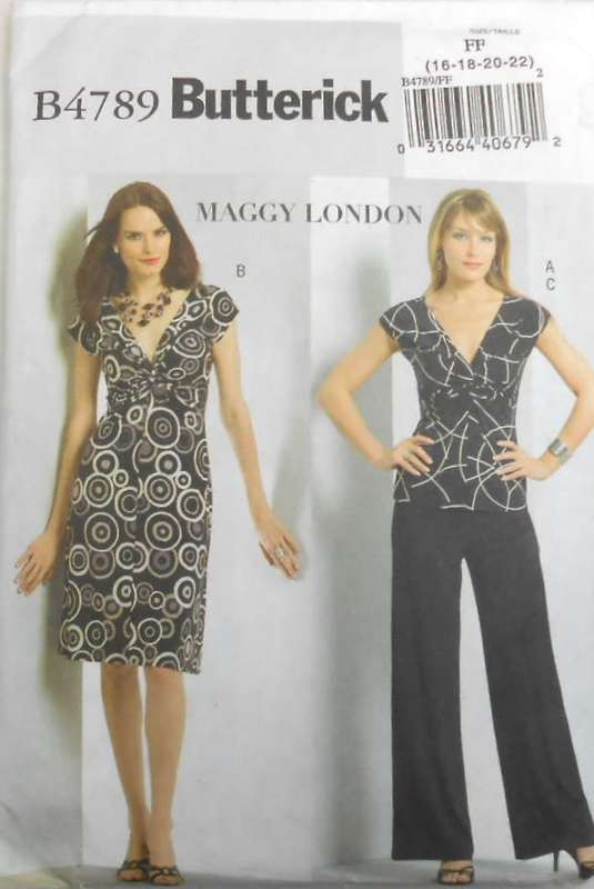 BUTTERICK B4789 TOP-DRESS-PANTS SIZE 8-10-12-14 COMPLETE-CUT TO 14