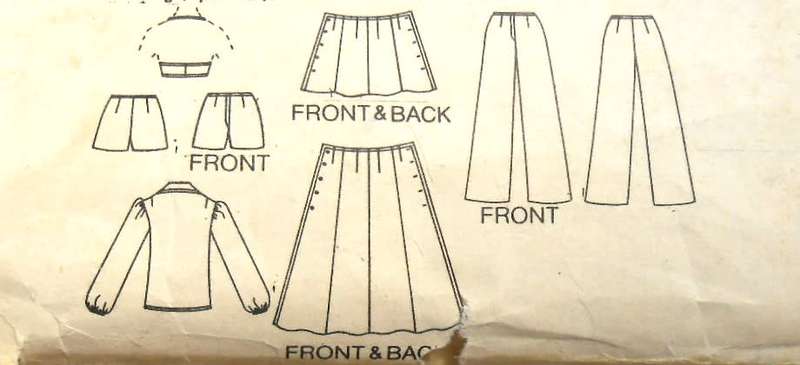 BUTTERICK 3683 SHIRT-BRA TOP-SKIRT-PANTS-SHORTS SIZE 10 BUST 32 1/2 COMPLETE-ZIPLOC
