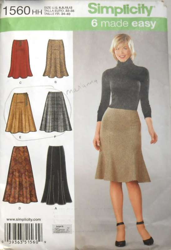 SIMPLICITY 1560 SET OF FLARED SKIRTS SIZE 6-12 COMPLETE-CUT TO 12