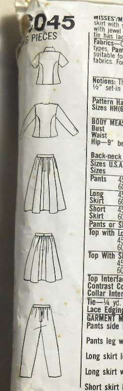 SIMPLICITY 8045 SKIRT-PANTS-TOP-TIE SIZE 6-12 COMPLETE - MOSTLY UNCUT