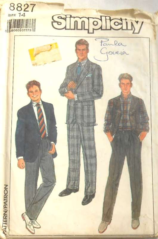 SIMPLICITY 8827 TEEN PANTS & LINED JACKET-WAISTCOAT SIZE 14 YEARS  COMPLETE-UNCUT-F/FOLDED