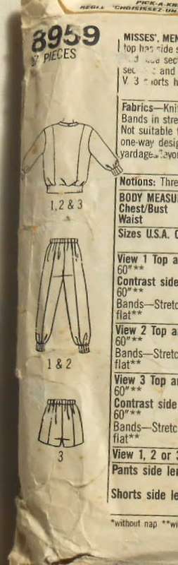SIMPLICITY 8959 UNISEX TRACKSUIT-PANTS-SHORTS-TOP SIZE MEDIUM 38-40 COMPLETE