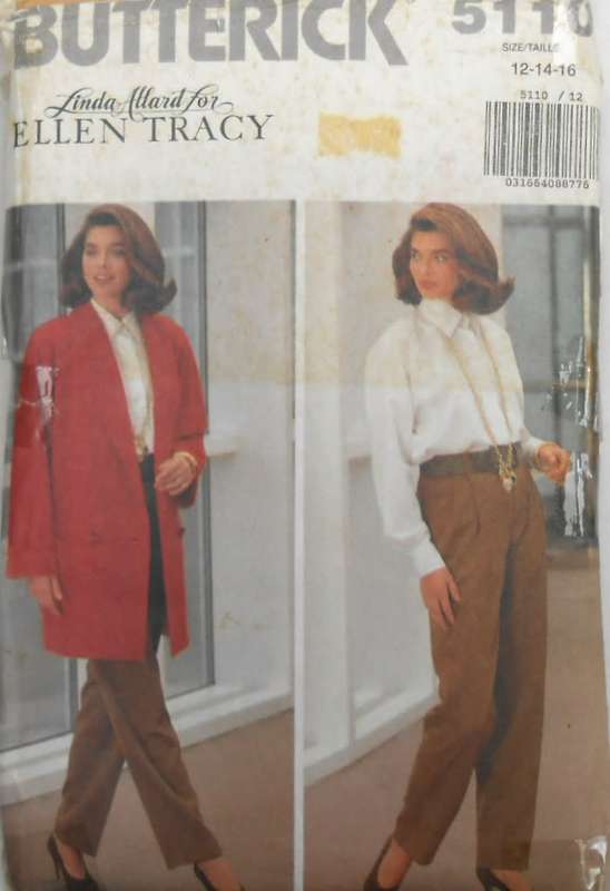 BUTTERICK 5110 COAT PANTS-SHIRT SIZE 12-14-16 COMPLETE-MOSTLY UNCUT-ONLY PANTS CUT