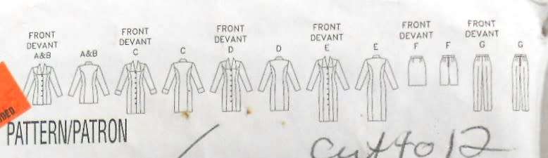 BUTTERICK 5117 FITTED STRAIGHT DRESS-TOP-SKIRT-PANTS - SIZE 8-10-12 COMPLETE