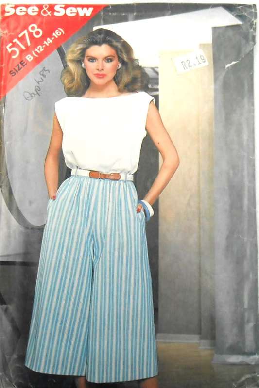 BUTTERICK 5178 TOP & CULOTTES - SIZE 12-14-16 COMPLETE- CUT TO 16