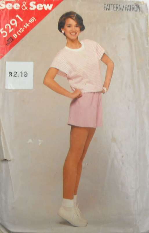BUTTERICK 5291 TOP & SHORTS - SIZE 12-14-16 COMPLETE-CUT TO SIZE 16 ZIPLOC