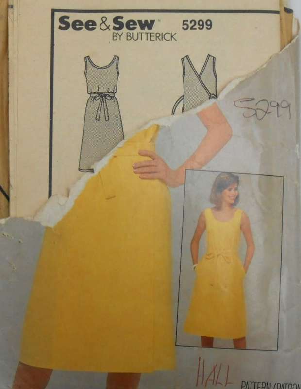 BUTTERICK 5299 SEMI FITTED A LINE WRAP DRESS - SIZE 14-16-18 COMPLETE-CUT TO SIZE 16-ZIPLOC