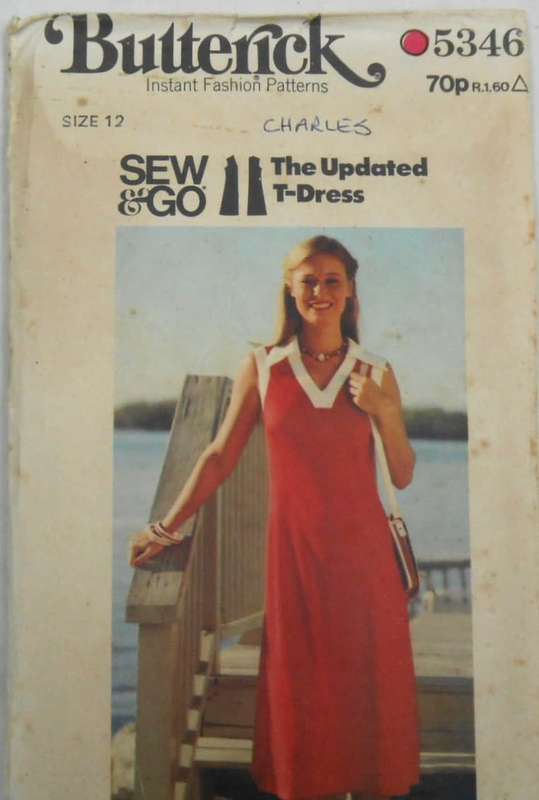 BUTTERICK 5346 THE UPDATED T DRESS SIZE 12 COMPLETE