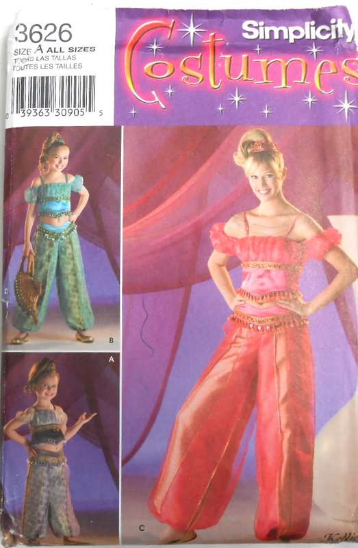 SIMPLICITY COSTUMES 3626-BELLY DANCER COSTUMES SIZE SEE LISTING FOR SIZING COMPLETE-PART CUT