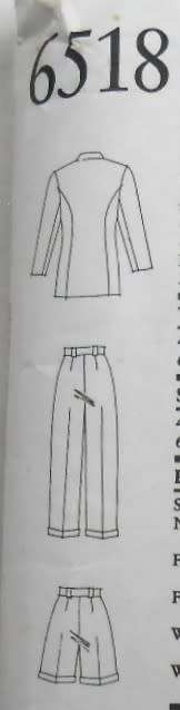 NEW LOOK PATTERNS 6518 JACKET, SHORTS & PANTS SEVEN SIZES IN ONE 6 - 18 COMPLETE-UNCUT-F/FOLDED