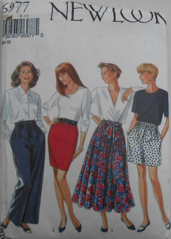 NEW LOOK PATTERNS 6977 SLIM AND WIDE SKIRTS-SHORTS-PANTS SIZE 8-18- COMPLETE-PART CUT TO SIZE 18