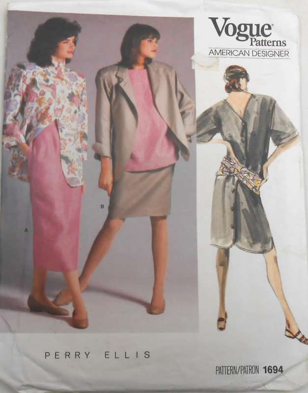VOGUE AMERICAN DESIGNER PERRY ELLIS 1694 JACKET-DRESS-TOP-SKIRT  SIZE 10 COMPLETE