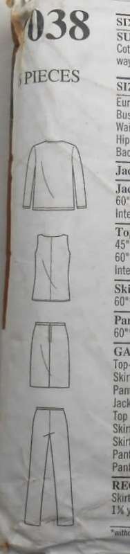 STYLE 1038 TOP-JACKET/SWEATSHIRT-SKIRT SIZE 6-16 - NO PANTS SUPPLIED
