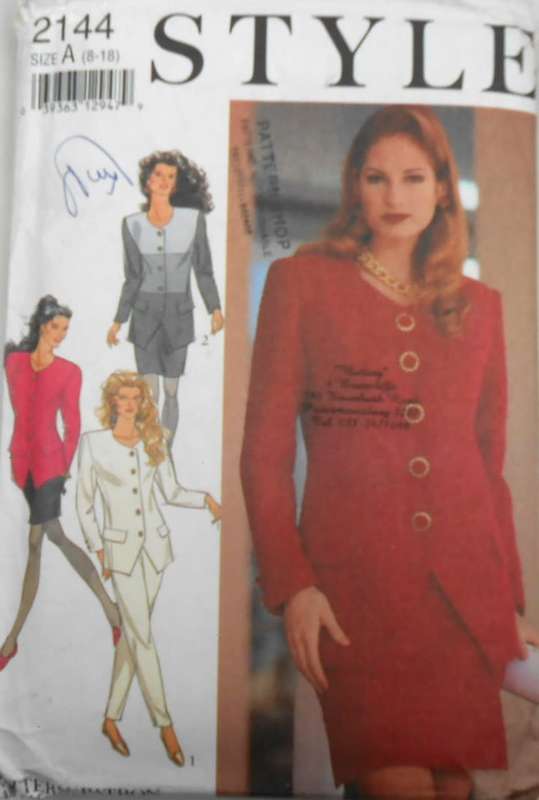 STYLE 2144 LINED COLLARLESS JACKET-SKIRT-PANTS SIZE 6-18 -SEE LISTING