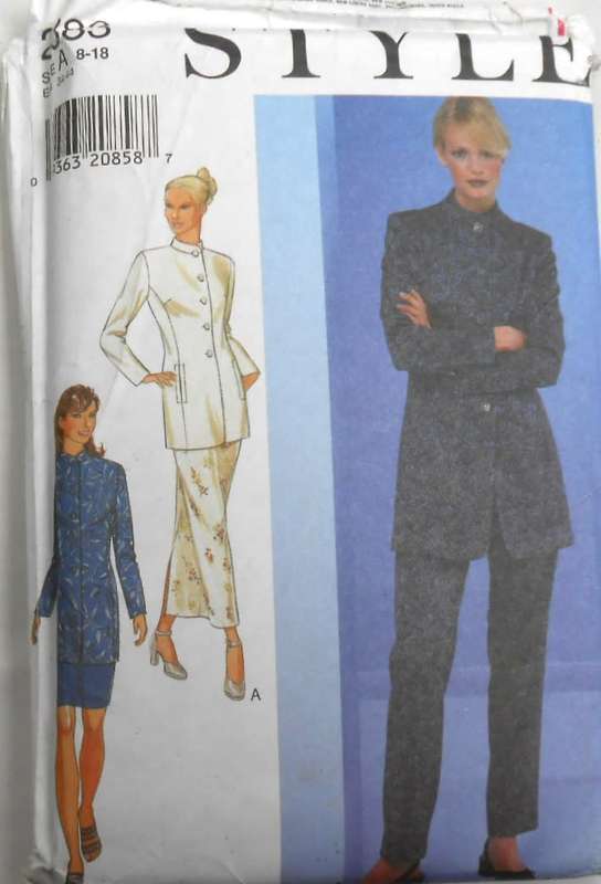 STYLE 2883 JACKET+STAND UP COLLAR-SKIRT-PANTS SIZE 8-18 COMPLETE-MOSTLY UNCUT-FEW CUT TO SIZE 12