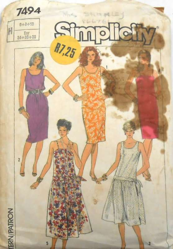 SIMPLICITY 7494 EASY TO SEW DRESSES IN 3 LENGTHS SIZE 6-8-10 COMPLETE