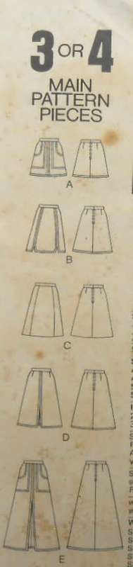 VINTAGE VOGUE 8325 SET OF SKIRTS SIZE WAIST 28 HIP 38 COMPLETE-MOSTLY UNCUT