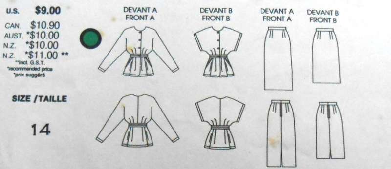 VOGUE 1710-TAMOTSO TOP-SKIRT SIZE 14 SEE LISTING
