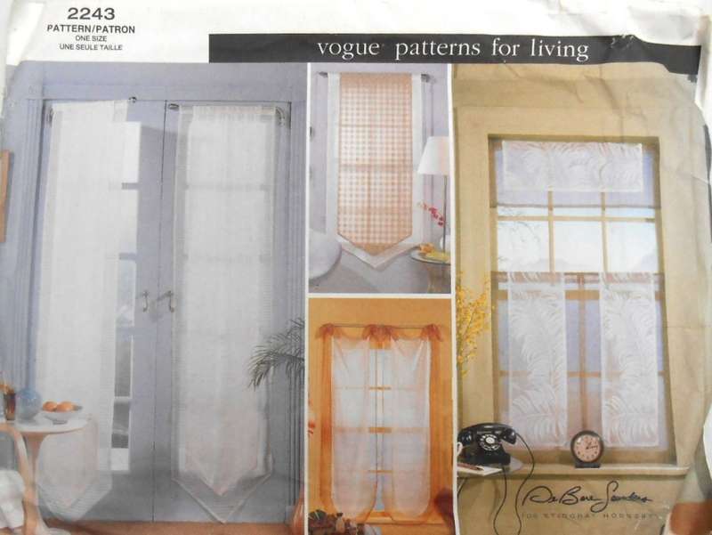 VOGUE PATTERNS FOR LIVING 2243  WINDOW SHEERS - ONE SIZE COMPLETE-UNCUT-F/FOLDED