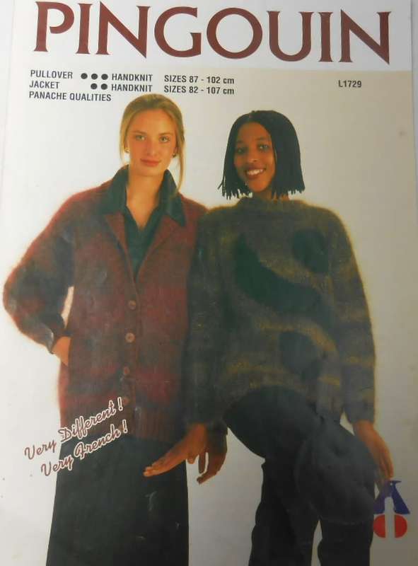 PINGOUIN  L1729 - MOHAIR PULLOVER AND JACKET  TO FIT SIZE 87- 107 CM
