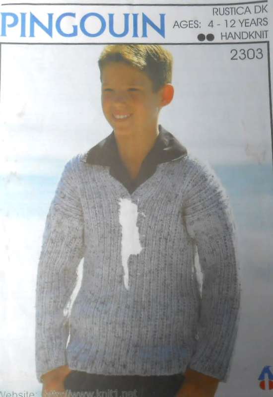 PINGOUIN 2303 PATTERN PULLOVER TO FIT AGES 4 - 12 YEARS