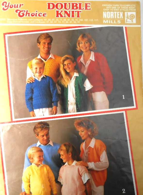 NORTEX MILLS - YOUR CHOICE - DOUBLE KNIT EASY TO KNIT PATTERNS