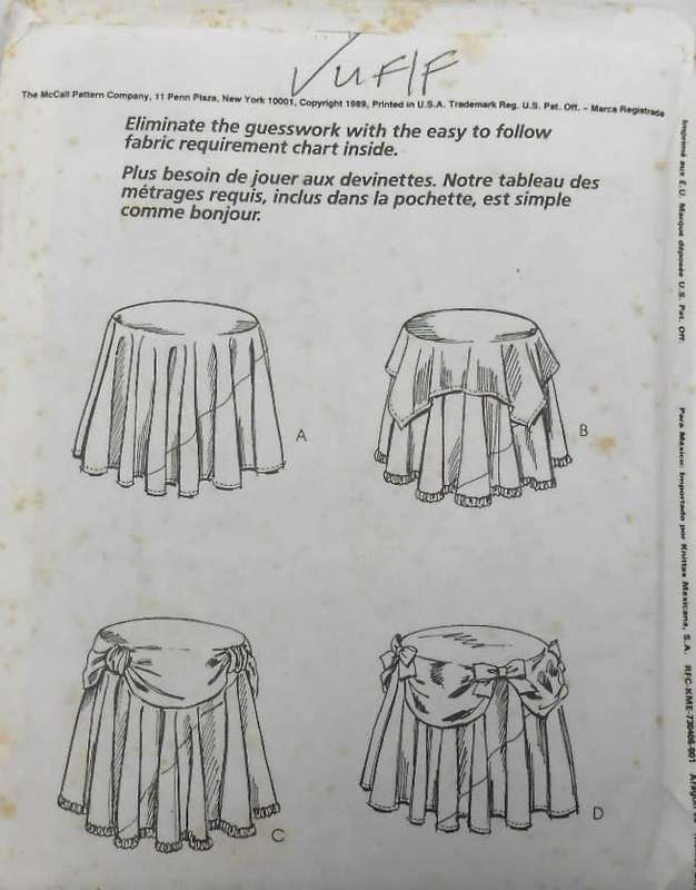 McCALLS HOME DEC 4725 TABLECLOTHS COMPLETE-UNCUT-F/FOLDED