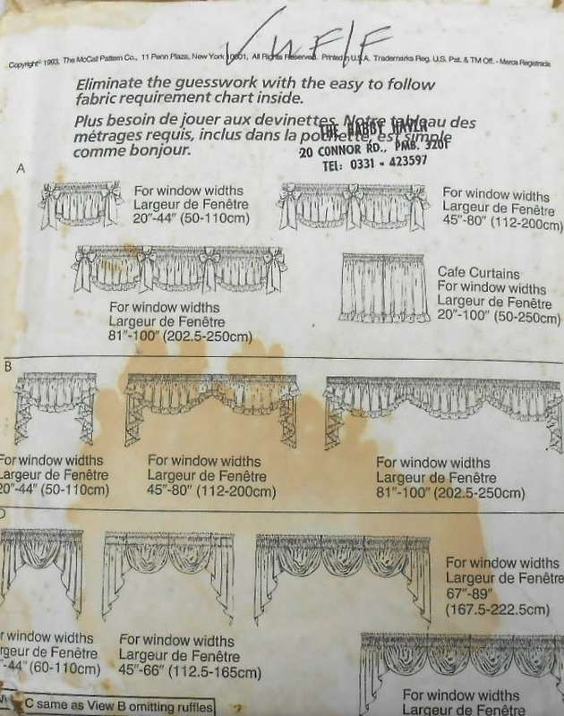 McCALLS HOME DEC 6417 WINDOW SWAGS & DRAPES COMPLETE-UNCUT-F/FOLDED