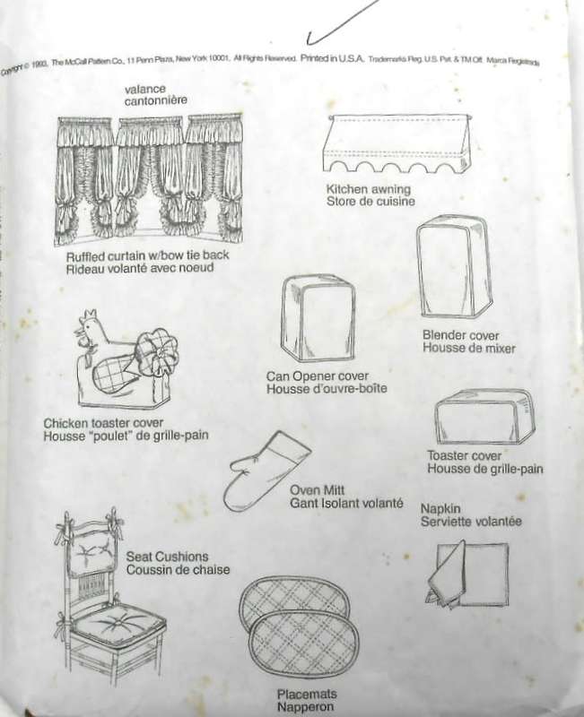 McCALLS HOME DEC 6727 KITCHEN ESSENTIALS COMPLETE