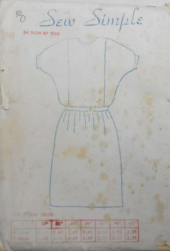 SEW SIMPLE -BOX SLEEVE DRESS SIZE 34 INCH 87 CM