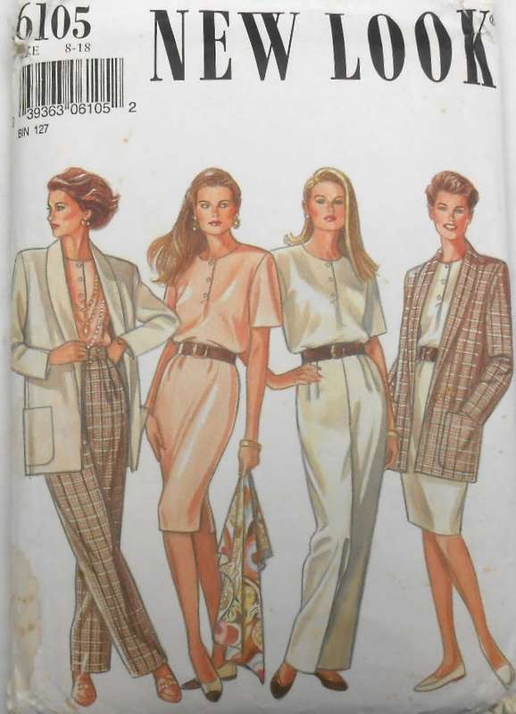 NEW LOOK PATTERNS 6105 JACKET-TOP-DRESS 8-18 NO PANTS PATTERN