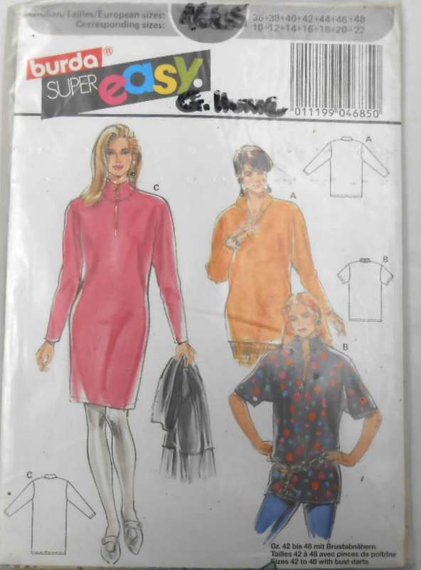 BURDA 4885 DRESS & TOP SIZE 10-12-14-16-18-20-22 COMPLETE