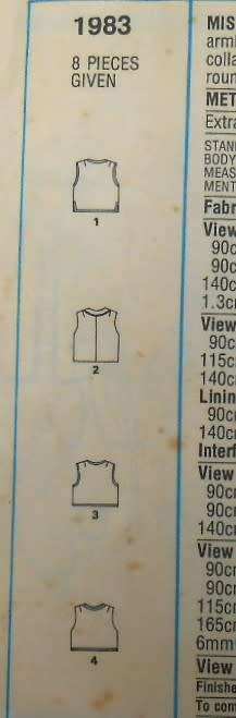 VINTAGE STYLE 1983 SET OF TOPS SIZE 12 BUST 87 CM COMPLETE-PART CUT