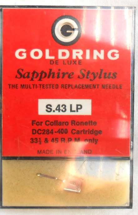 GOLDRING DE LUXE SAPPHIRE STYLUS S.43 LP- COLLARO RONETTE- RECORD PLAYER NEEDLE