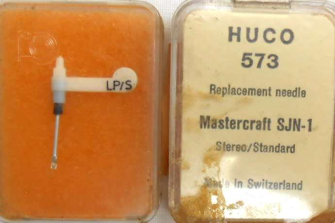 REPLACEMENT RECORD NEEDLE-TURNTABLE STYLUS - HUCO 573 - MASTERCRAFT SJN-1 - MADE IN SWITZERLAND