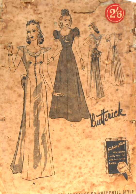 VERY VINTAGE BUTTERICK 8751 LADIES GOWN SIZE 14 BUST 32 COMPLETE-ZIPLOC BAG