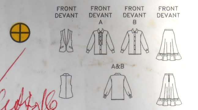BUTTERICK 6488 WAISTCOAT-BLOUSE-SKIRT SIZE 12-14-16 COMPLETE-CUT TO 16- ZIPLOC