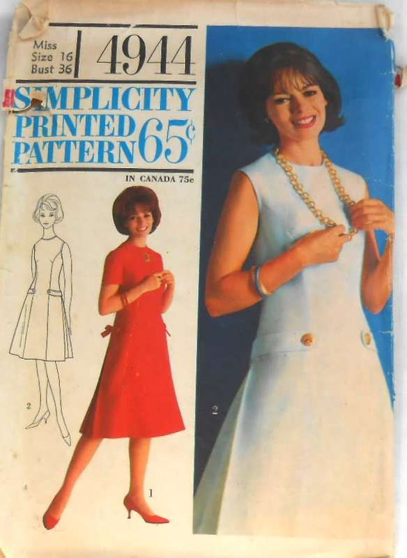 SIMPLICITY 4944 ONE PIECE DRESS SIZE 16 BUST 36 COMPLETE